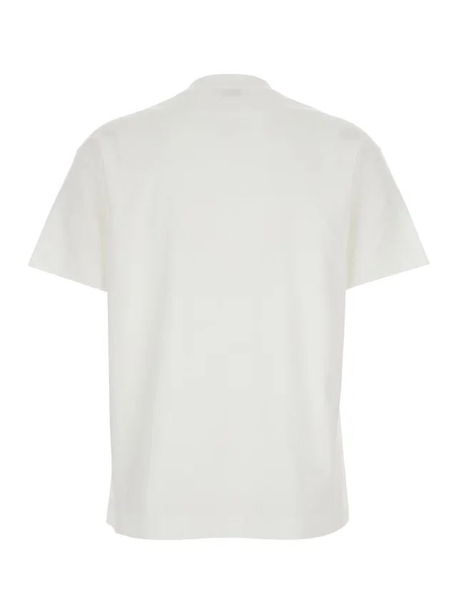 BRUNELLO CUCINELLI White Crew Neck T-Shirt with Monile Detail on the Front in Cotton for Women in White 100% Cotton, photo 3 of 6 from Gaudenzi Boutique