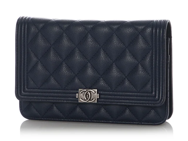 Chanel Navy Boy Wallet on Chain WOC in Navy Leather from Ann's Fabulous Finds, photo 2 of 2