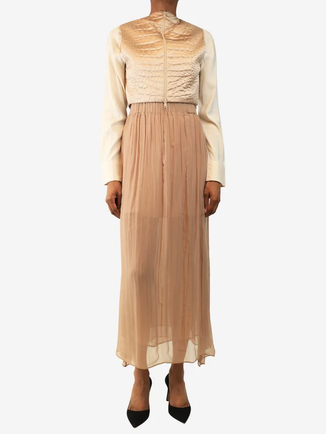Brunello Cucinelli Dusty pink satin top and skirt two piece - size UK 8 in Pink Satin from Sign of the Times