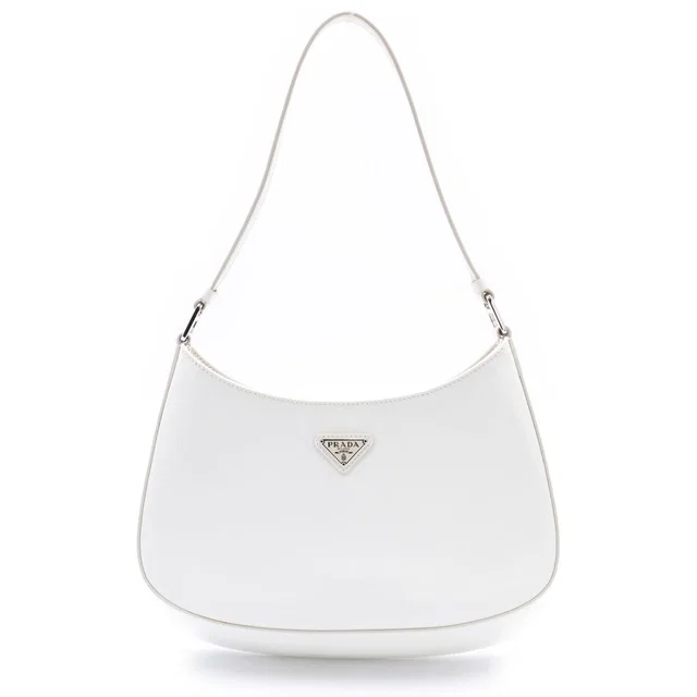 Prada Cleo Oh Shoulder Bag White Leather 499 Silver in White Leather from The Reluxe