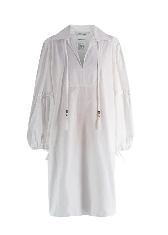 Max Mara White Fedora Balloon Sleeve Dress in White from HEWI