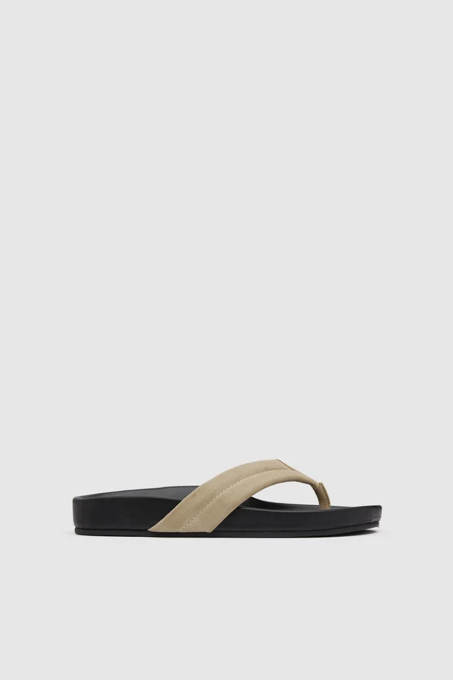 St Agni Suede Stitch Detail Thong Slide - Rock from St. Agni, photo 1 of 1