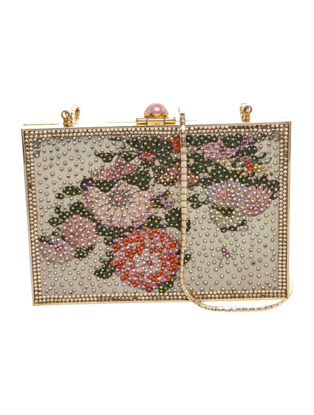 Judith Leiber Crystal Minaudière in Leather from The RealReal