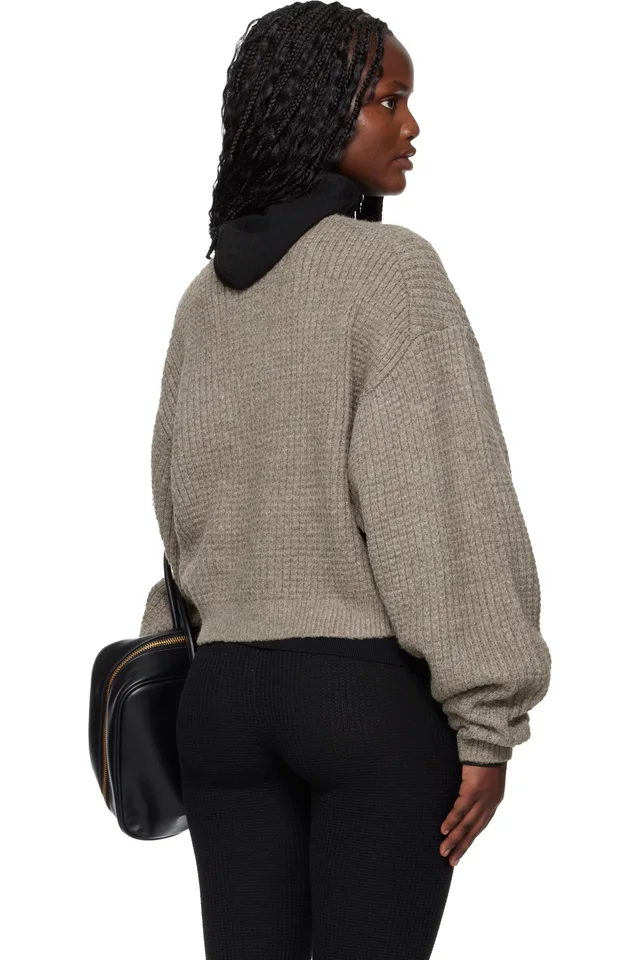 Fear of God ESSENTIALS Brown Holiday Heavy Waffle 90s Crewneck Sweater, photo 3 of 4 from SSENSE