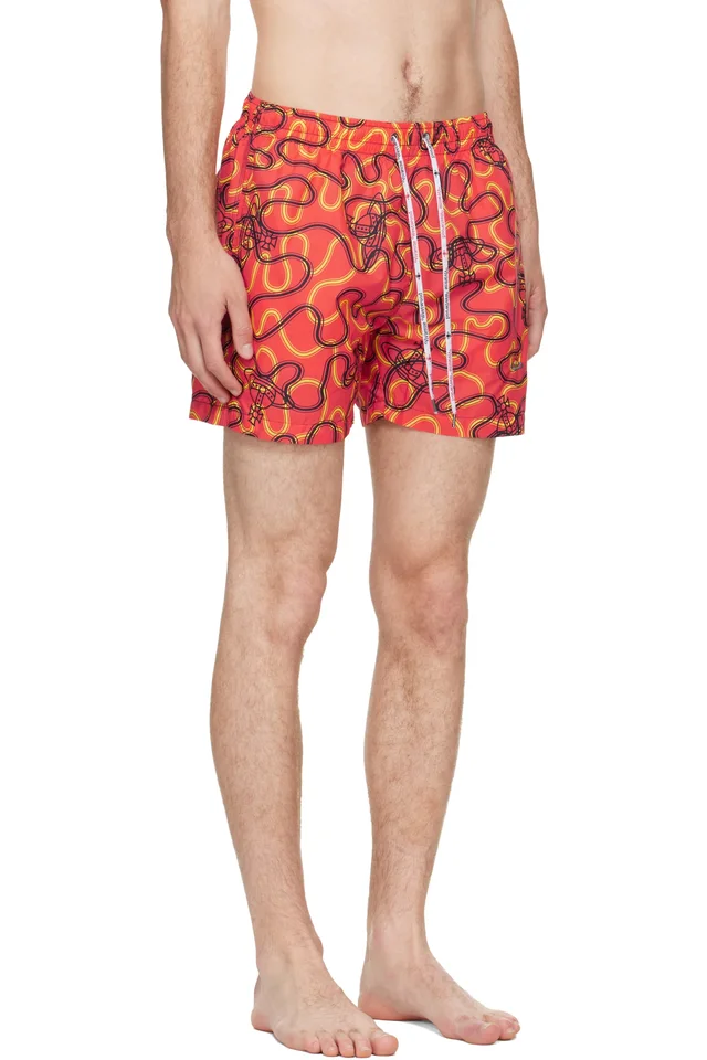 Vivienne Westwood Orange Surf Boxer Swim Shorts, photo 2 of 4 from SSENSE