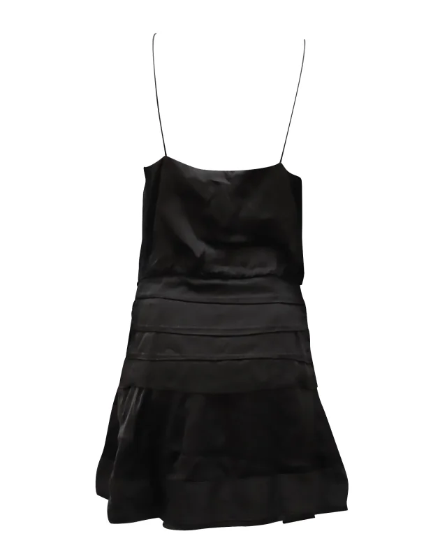 Derek Lam 10 Crosby Cami Flounce Mini Dress in Black Viscose in Black, photo 2 of 5 from ShopSimon