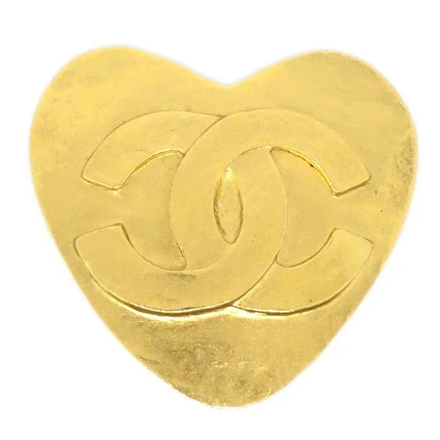 Chanel 1995 Heart Brooch Pin Gold in Gold from AMORE Vintage Tokyo