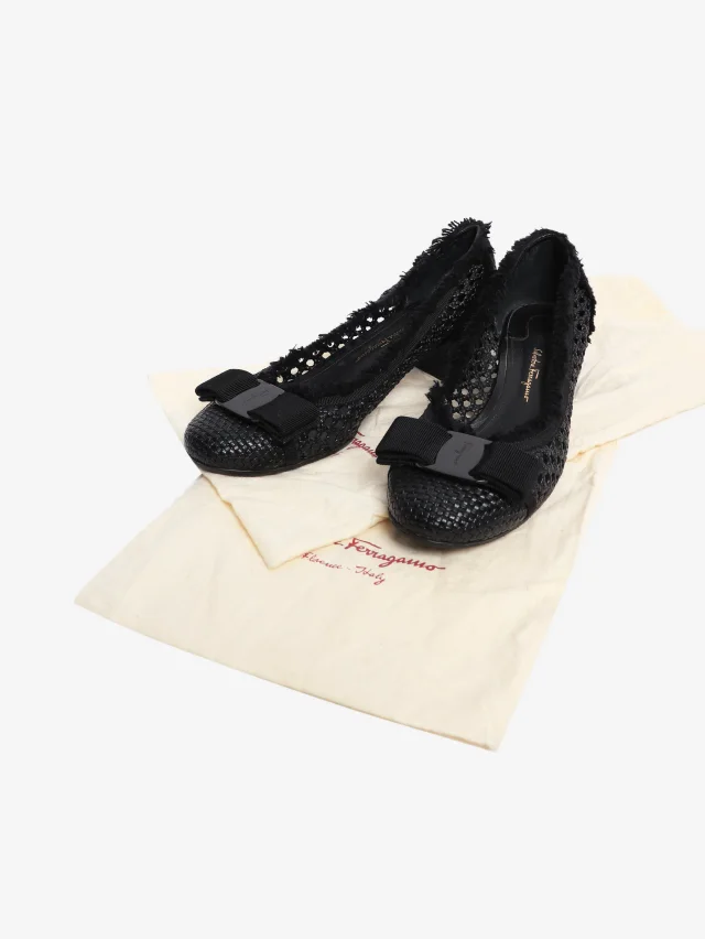 Ferragamo Black ballet pumps - size UK 5 in Black Leather from Sign of the Times, photo 7 of 7
