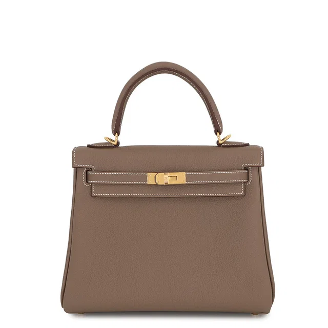 Hermès Kelly Retourne Etoupe Togo Leather Size 25 in Taupe Togo leather from GALLERY RARE