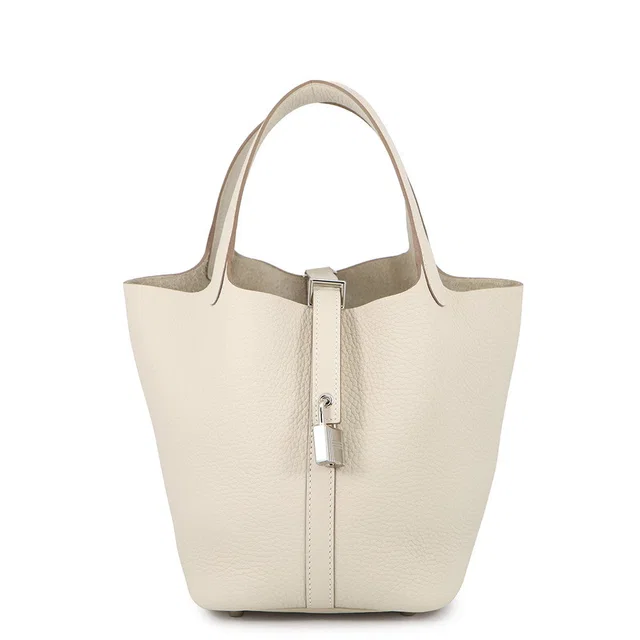 Hermès Picotin Lock Craie Taurillon Clemence Size PM in White Clemence leather from GALLERY RARE