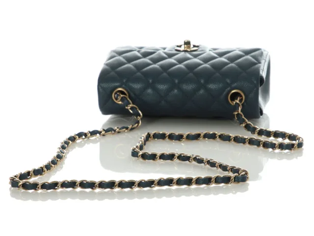Chanel Mini Dark Blue Quilted Caviar Classic in Blue Caviar leather from Ann's Fabulous Finds, photo 8 of 10