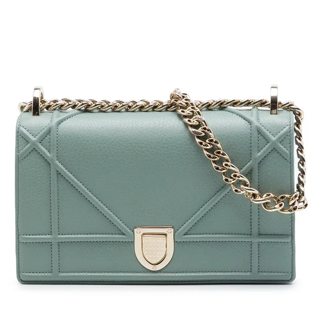 Blue Dior Small Grained Calfskin Diorama Flap Crossbody Bag in Blue Caviar leather from Designer Revival
