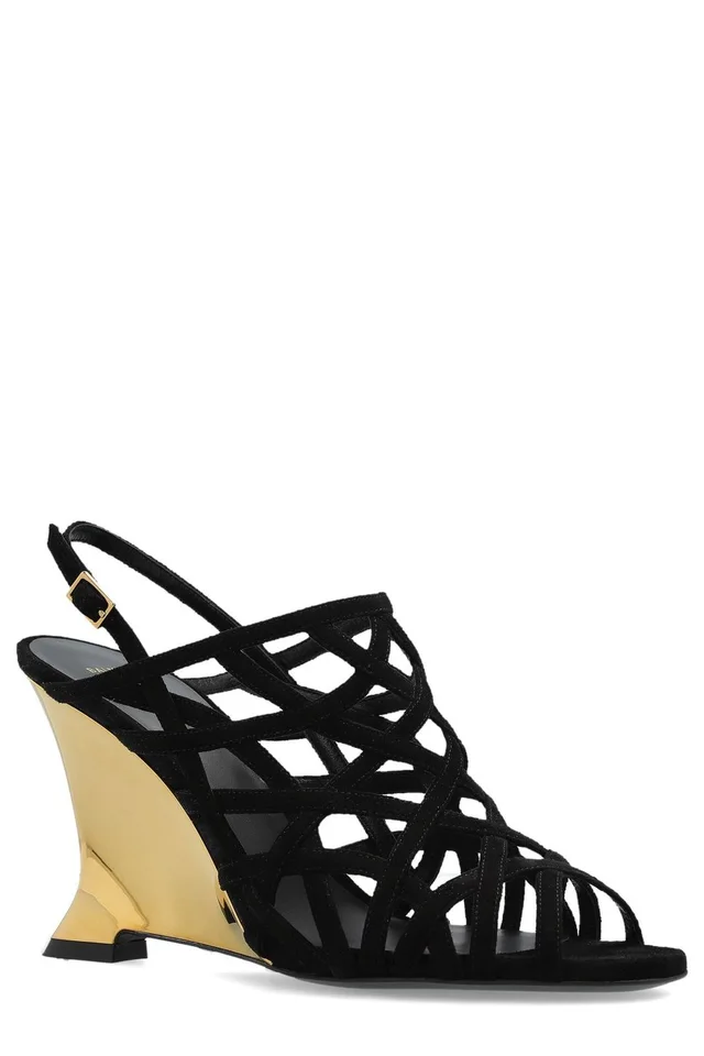 Balmain Cutout Wedge Heeled Sandals, photo 2 of 6 from SENSER