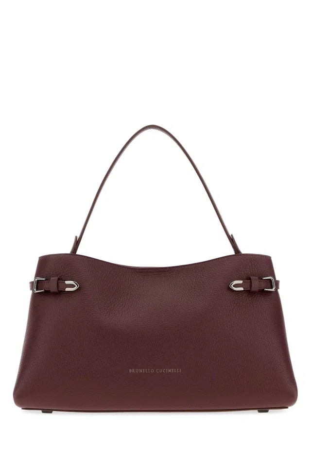 Brunello Cucinelli Scottish Red Deer Leather Shoulder Bag — Purple in Red Leather from HEWI