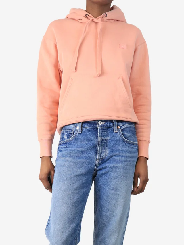 Acne Studios Salmon pink smiley face hoodie - size XXS in Pink from Sign of the Times