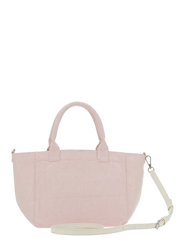 GANNI Pink Small Tote Bag with Raspberry Print and Logo Lettering on the Front in Cotton for Women in Pink, photo 8 of 10 from Gaudenzi Boutique