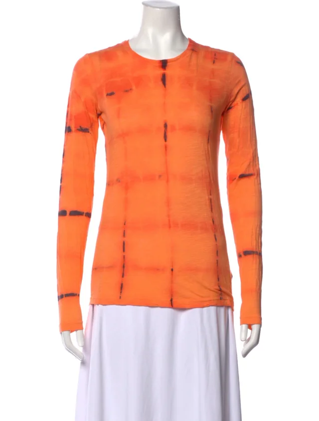 Proenza Schouler Tie-Dye Print Crew Neck Top in orange from The RealReal