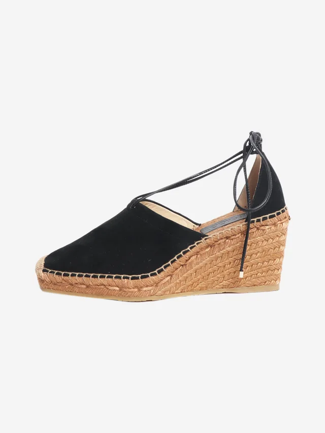 Jimmy Choo Black suede espadrille sandals - size EU 39 (UK 6) in Black Suede from Sign of the Times