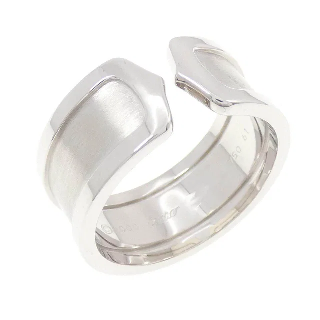 Cartier C2 Au750 White Gold Ring Size 20.5 in White from LuxUness