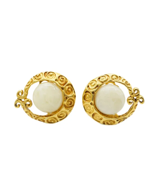 Givenchy marble & gold clip ons in Gold Leather from Luxury Promise