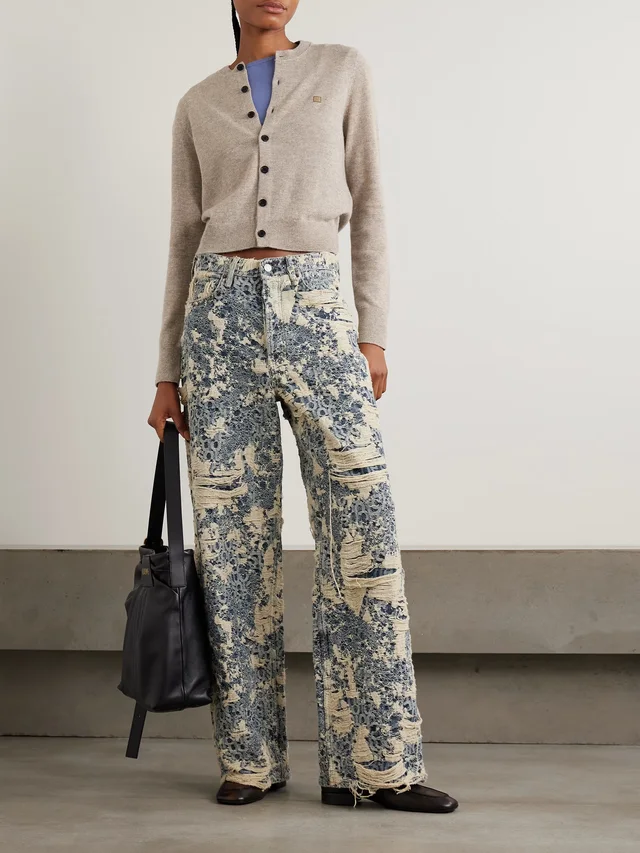 ACNE STUDIOS Appliquéd wool and yak hair-blend cardigan in Beige, photo 2 of 2 from NET-A-PORTER (Canada)