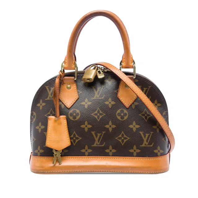 Brown Louis Vuitton Monogram Alma BB Satchel in Brown Coated canvas from Designer Revival