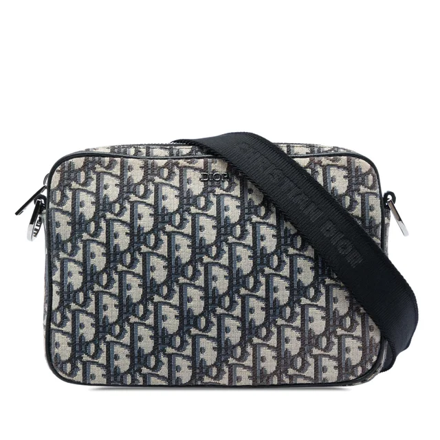 Blue Dior Oblique Canvas Saddle Triple Pouch Crossbody Bag in Blue Canvas from Designer Revival