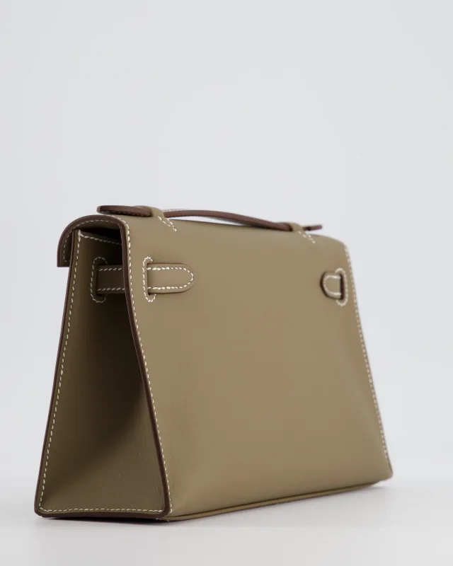 Hermès Kelly Pochette Bag in Taupe Swift leather from Sellier, photo 13 of 19