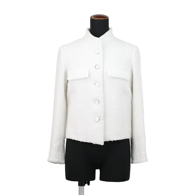 Chanel Tweed Jacket Size 34 WhiteP81150 V74037 00100 Cotton 59% Acryl 19% Polyester 11% Polyamide 11% in Tweed from GALLERY RARE