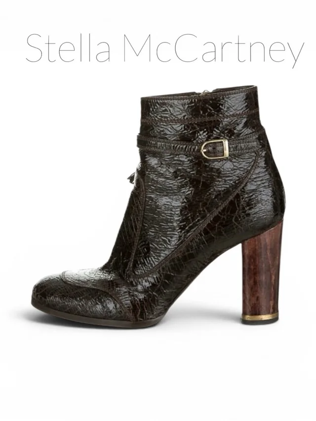 Stella McCartney Dark Brown Textured Heeled Ankle Boots 9.5 in brown|red Patent leather from Poshmark