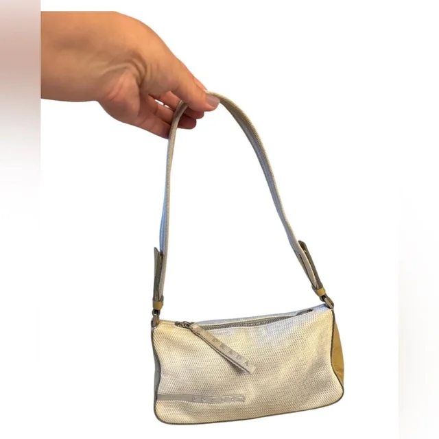 Prada Y2k Nylon Mesh Mini Bike Lux Sport. Shoulder Bag Silver And Mustard Patent in silver|gray|yellow Patent leather from Poshmark