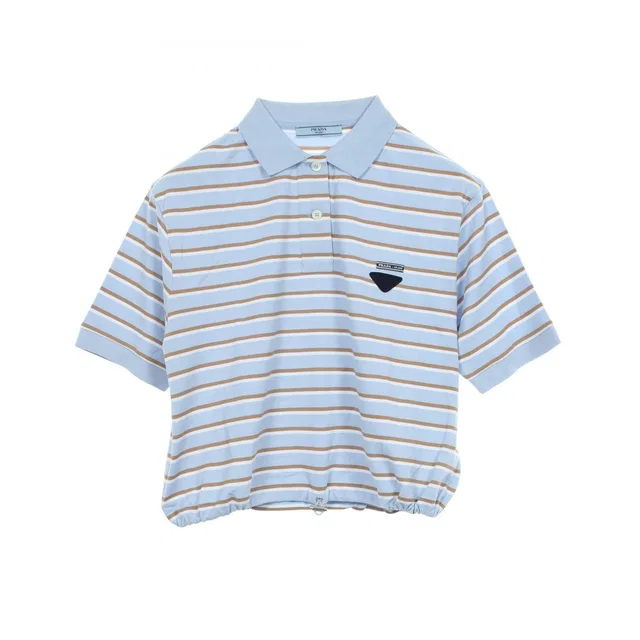 Prada Polo Shirt Cropped Border Short Sleeve Cotton from The Reluxe