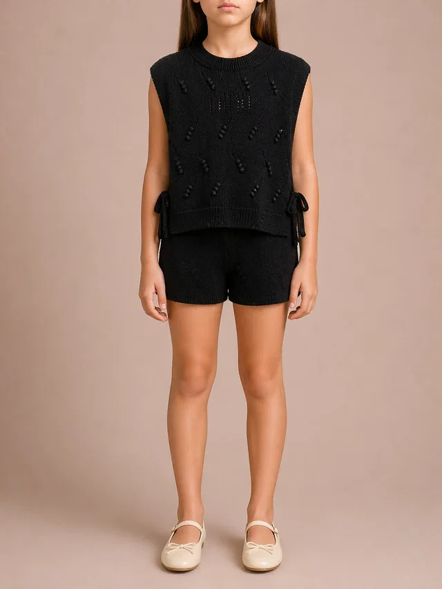 Kids Black Knit Sleeveless Jumper with Dior Logo Size 8 years in Black from Sellier