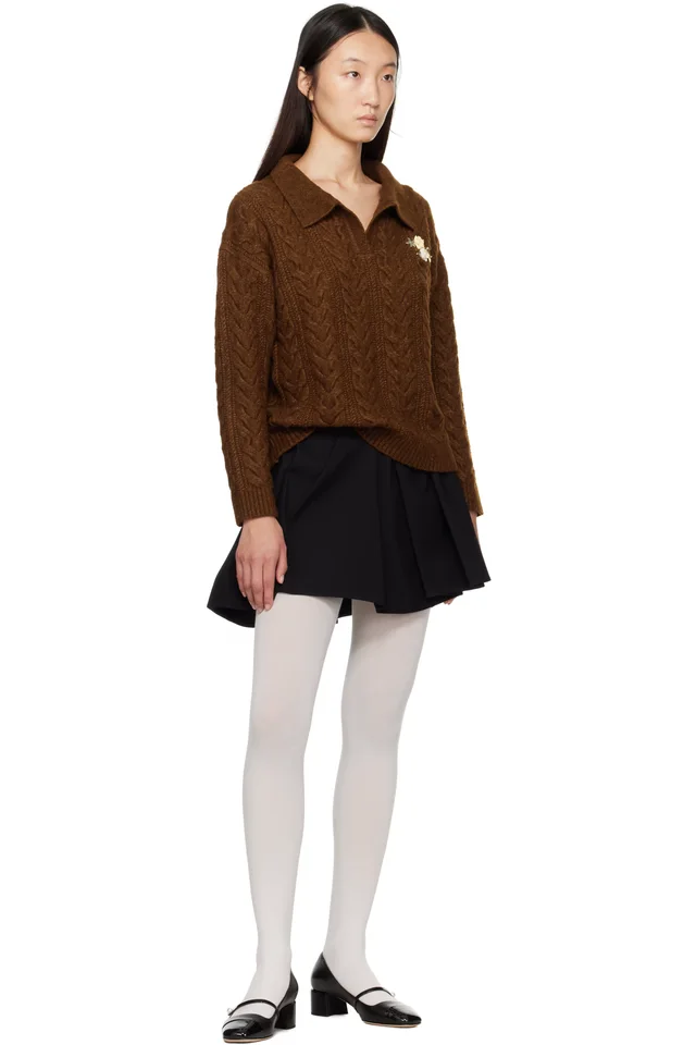 SHUSHU/TONG Black Irregular Pleated Miniskirt, photo 4 of 4 from SSENSE