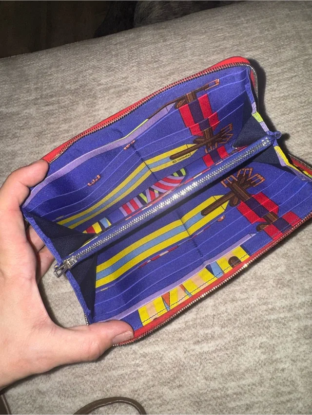Hermès Herms Azap Silk’in Ziparound Wallet in red|purple Silk from Poshmark