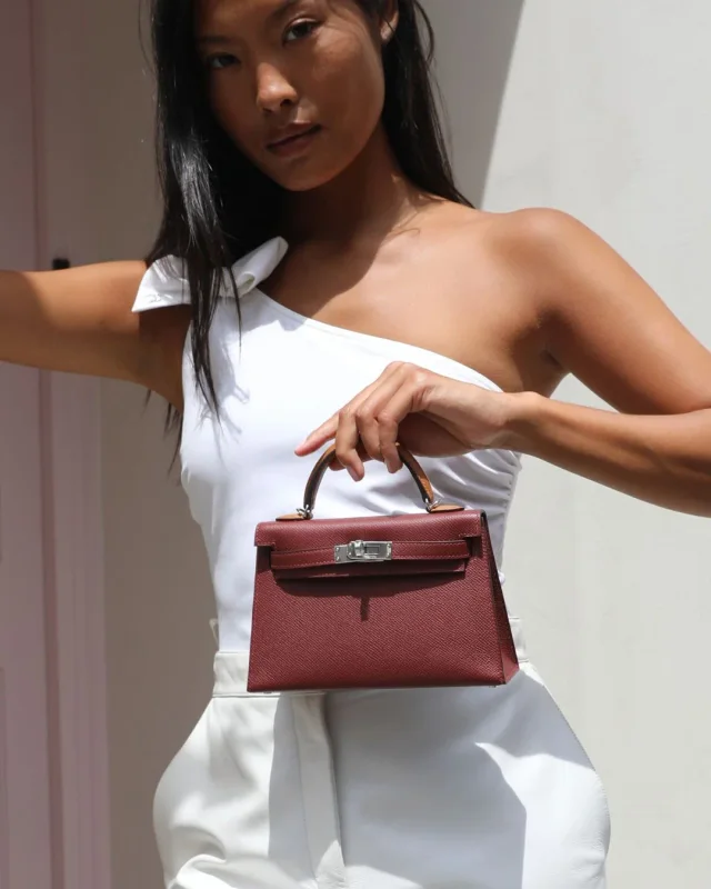 Hermès Mini Kelly II Tricolour 20 Bag in Burgundy Epsom leather from Sellier, photo 2 of 23