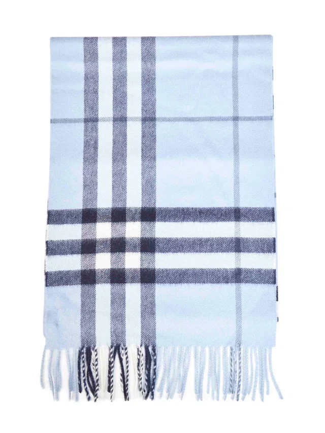 Burberry Cashmere Check Scarf — Blue Scarfs in Blue Cashmere from HEWI
