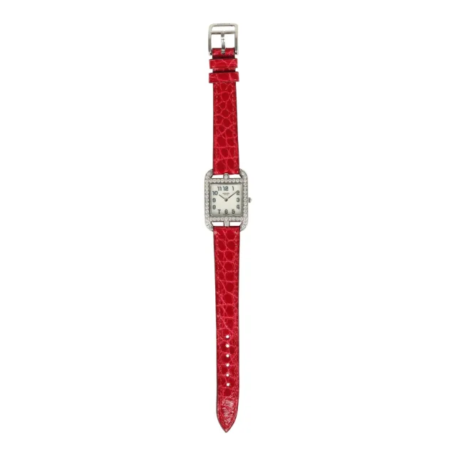 Hermès Cape Cod Watch Large Braise Shiny Alligator Steel Hardware & Diamonds in Crocodile from Madison Avenue Couture, photo 2 of 9