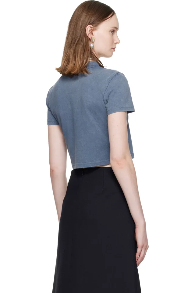 SHUSHU/TONG Blue Wave Lace Collar T-shirt, photo 3 of 4 from SSENSE