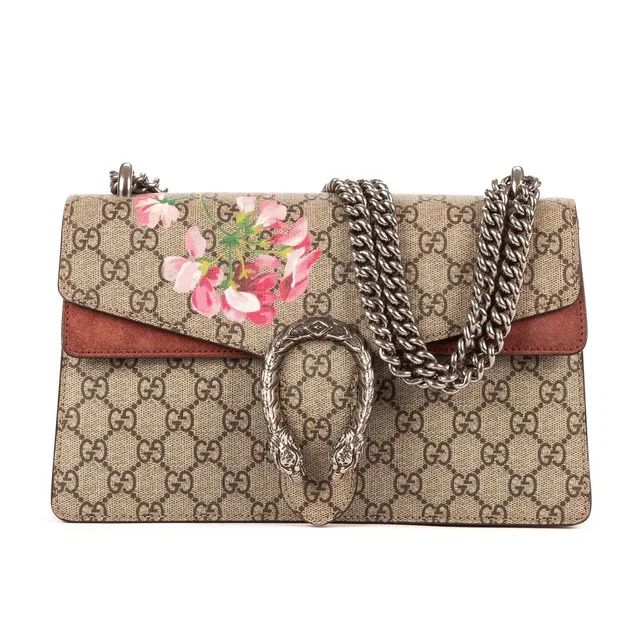 Gucci Blooms Dionysus Beige Burgundy Supreme Canvas in Beige Canvas from The Reluxe
