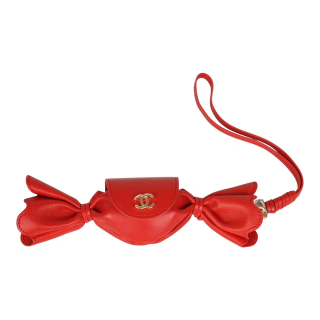 Chanel Mini Candy Bag Charm Red Lambskin Gold Hardware in Red Lambskin from Madison Avenue Couture