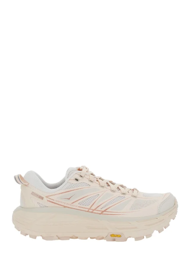 Hoka 'Mafate Speed 2' Pink Sneaker Low Top with Logo Print on the Side in Tech Fabric Unisex in Pink from Gaudenzi Boutique, photo 1 of 1