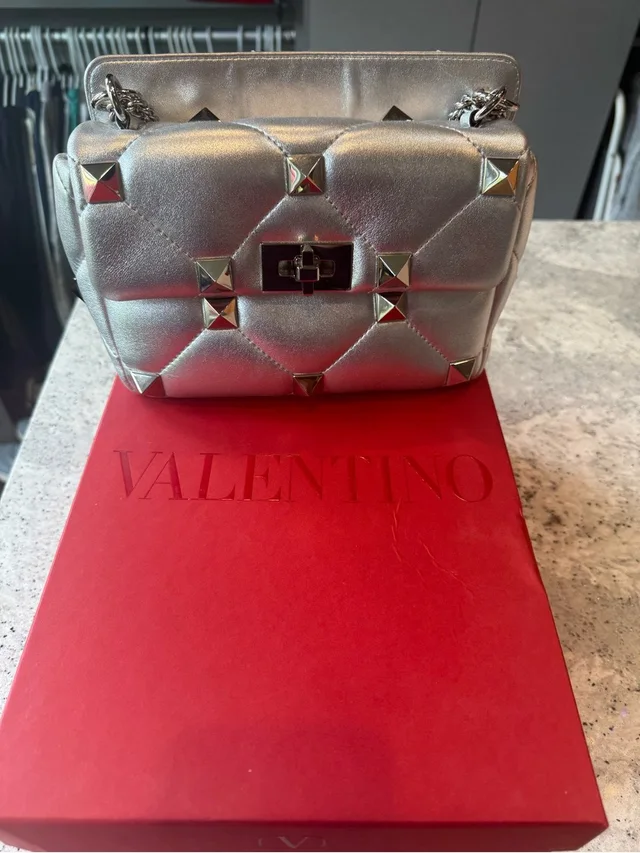Valentino Garavani Quilted Rockstud Crossbody Bag in silver|gray Leather from Poshmark