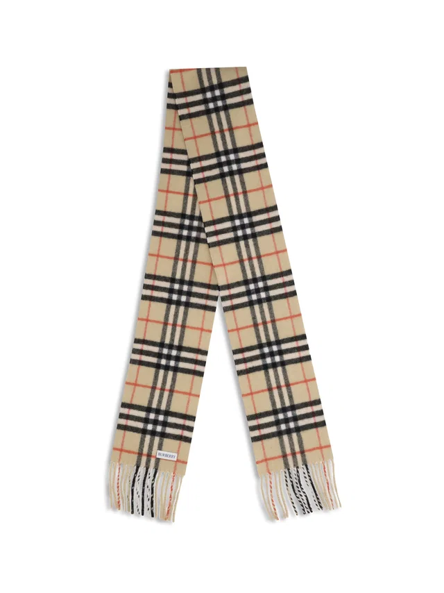 Burberry Cashmere Check Scarf — Beige Scarfs in Beige Cashmere from HEWI