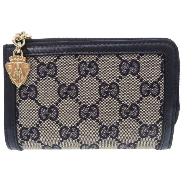 Gucci GG Canvas Navy Bifold Wallet L-Shaped in Navy Canvas from The Reluxe