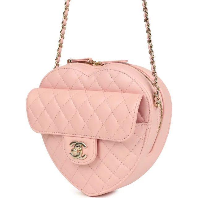 Chanel CC In Love Large Heart Bag in Pink Lambskin from Madison Avenue Couture, photo 5 of 9