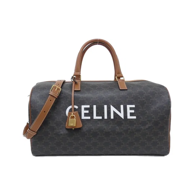 Celine Boston Bag Travel Bag Tan in Brown Canvas from The Reluxe