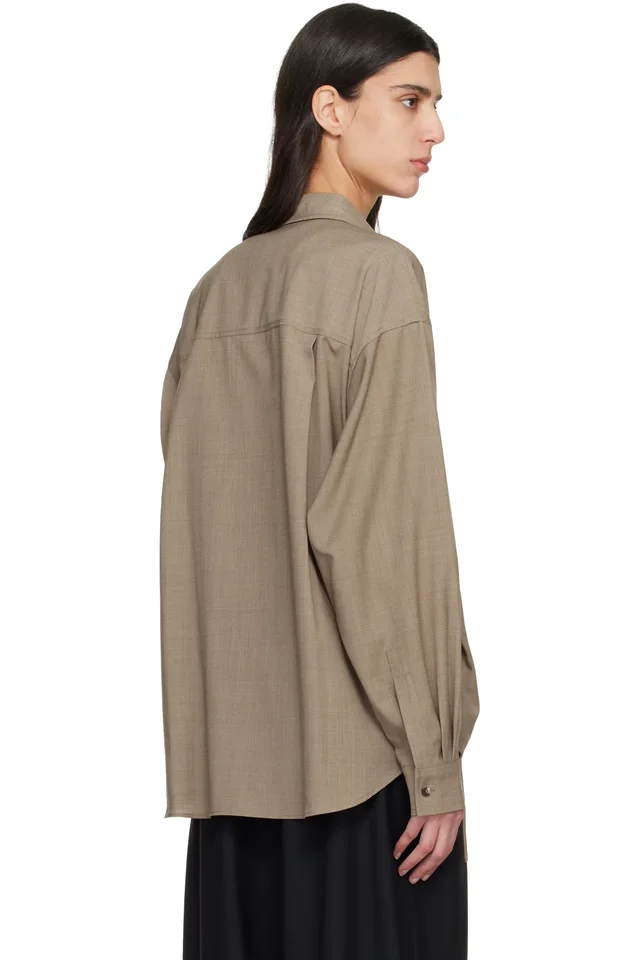 LE17SEPTEMBRE Brown Side Twisted Shirt, photo 3 of 4 from SSENSE