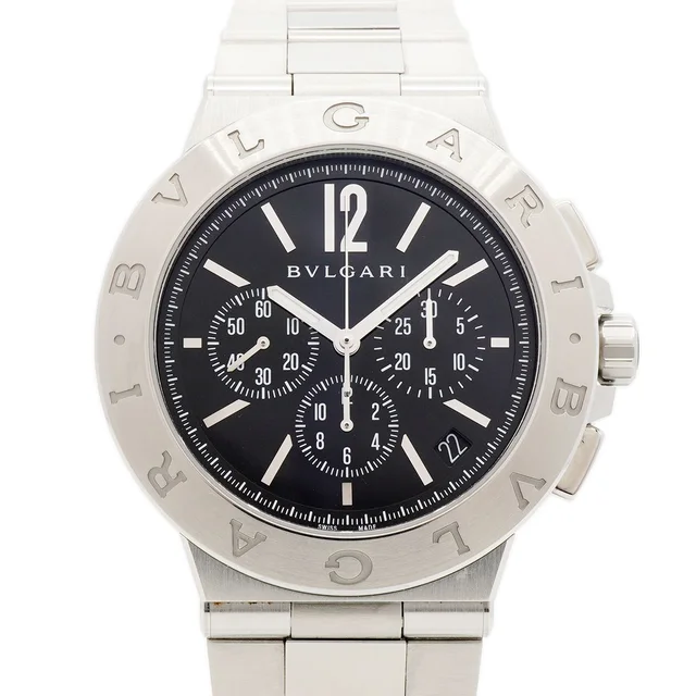 Bvlgari Diagono Velocissimo Chronograph Black Dial Watch in Black from The Reluxe