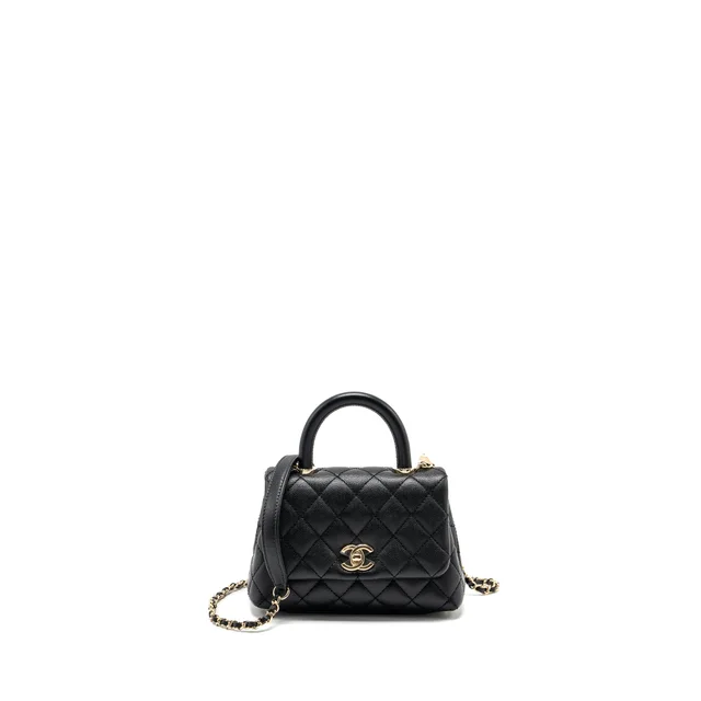 Chanel mini coco handle Caviar black LGHW in Black Caviar leather from EMIER